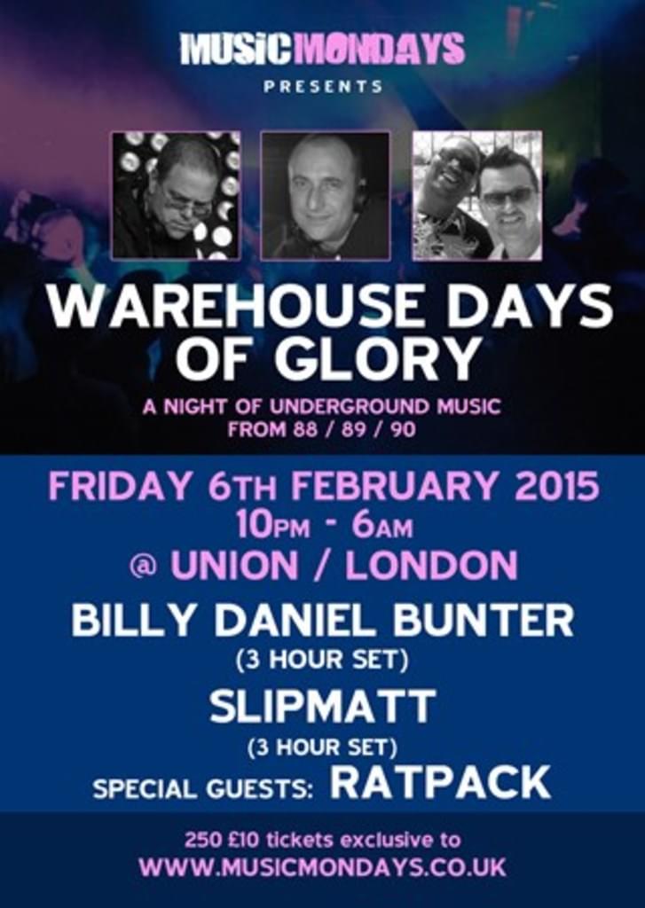 Warehouse Days Of Glory... Tickets on sale now