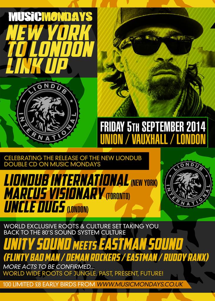Music Mondays & LionDub present   NEW YORK TO LONDON LINK UP